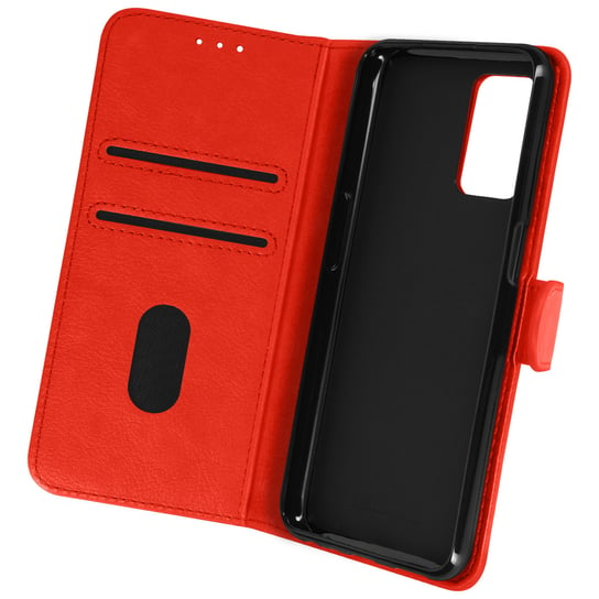 Etui Realme 8 5G z funkcją portfela z klapką i stojakiem na wideo - czerwone Avizar