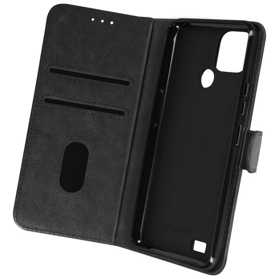 Etui Realme C21 z funkcją portfela z klapką i stojakiem na wideo - czarne Avizar
