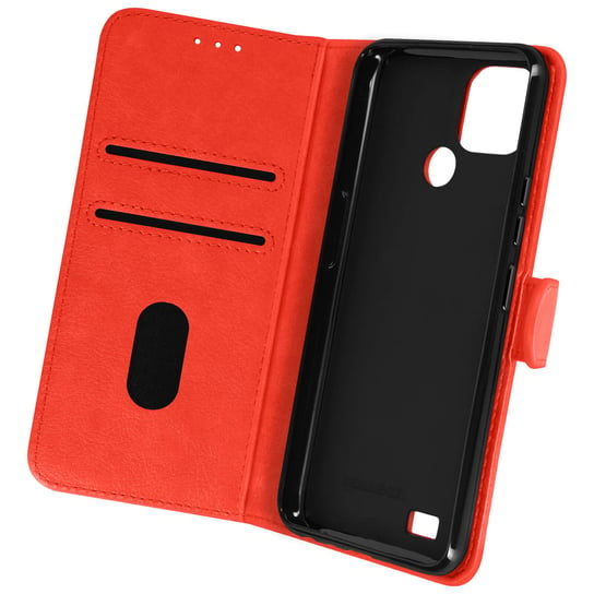 Etui Realme C21 z funkcją portfela z klapką i stojakiem na wideo - czerwone Avizar