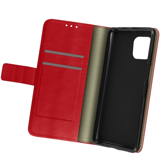 Etui Samsung Galaxy A22 5G Grainy Appearance Flap Wallet Stand Video czerwone Avizar