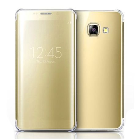 Etui, Samsung Galaxy A5 2017 Flip Clear View z klapką, złoty EtuiStudio