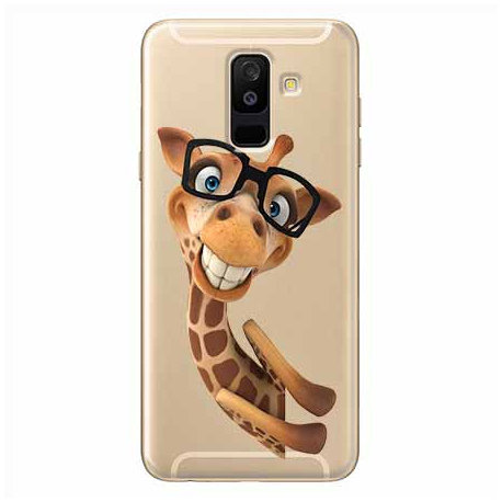 Etui, Samsung Galaxy A6 Plus 2018, Wesoła żyrafa w okularach EtuiStudio