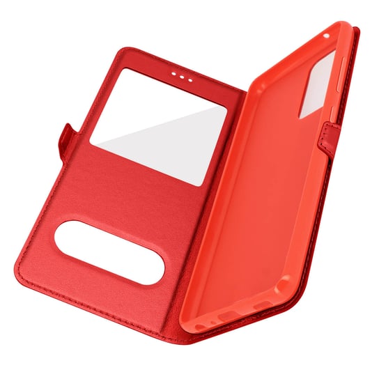 Etui Samsung Galaxy A72 z podwójnym okienkiem Podstawka wideo w kolorze czerwonym Avizar