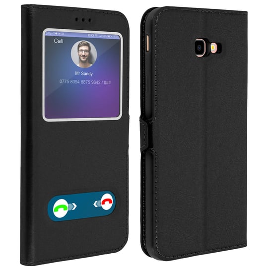 Etui Samsung Galaxy J4 Plus z podwójnym okienkiem Podstawka wideo w kolorze czarnym Avizar