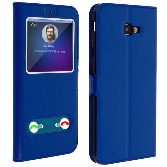 Etui Samsung Galaxy J4 Plus z podwójnym okienkiem Podstawka wideo w kolorze niebieskim Avizar