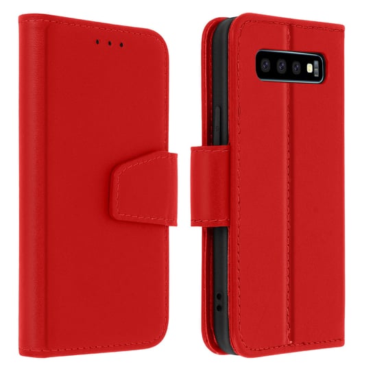 Etui Samsung Galaxy S10 Plus Leather Card Holder Function Premium czerwone Avizar
