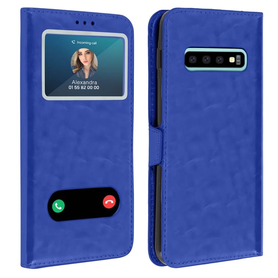 Etui Samsung Galaxy S10 z podwójnym okienkiem Podstawka wideo w kolorze niebieskim Avizar