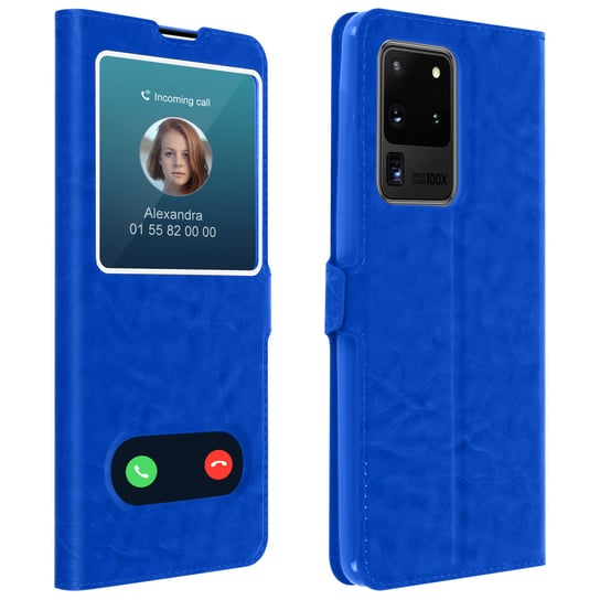 Etui Samsung Galaxy S20 Ultra z podwójnym okienkiem Podstawka wideo w kolorze niebieskim Avizar