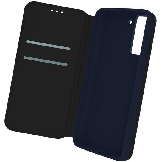 Etui Samsung Galaxy S21 FE z funkcją portfela z klapką Obsługa wideo - niebieskie Avizar