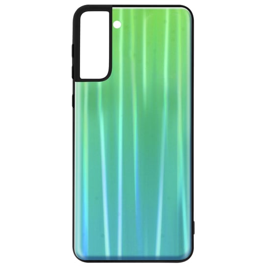 Etui Samsung Galaxy S21 Plus Bi-materiał Holograficzny Błyszcząca zieleń Avizar