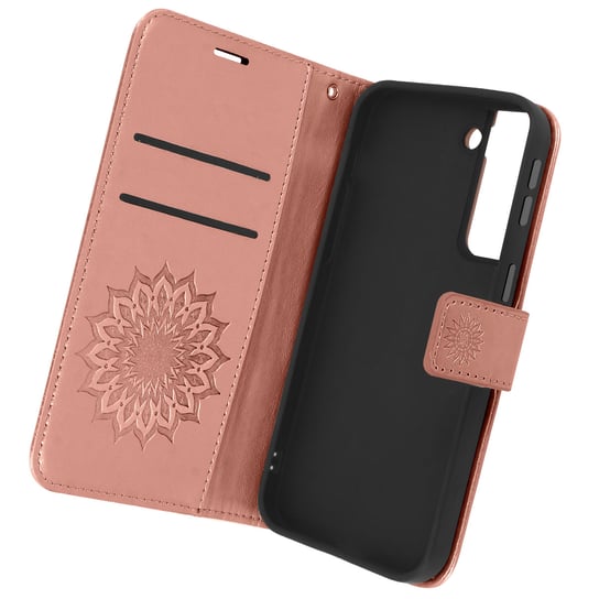 Etui Samsung Galaxy S21 Wallet Video Holder Mandala Flower Pattern różowe złoto Avizar