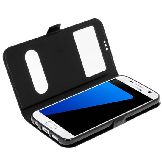 Etui Samsung Galaxy S7 z podwójnym okienkiem Podstawka wideo w kolorze czarnym Avizar