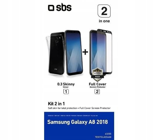 Etui SBS Silikonowe + Szkło FULL Samsung A8 2018 SBS