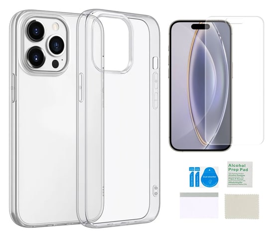 Etui silikonowe 2mm do APPLE IPHONE 16 PRO obudowa case +folia ochronna TPU MARTECH