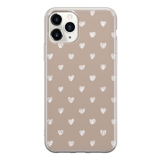 Etui silikonowe z nadrukiem Apple iPhone 11 Pro MAX Serduszka beż PieceofCase