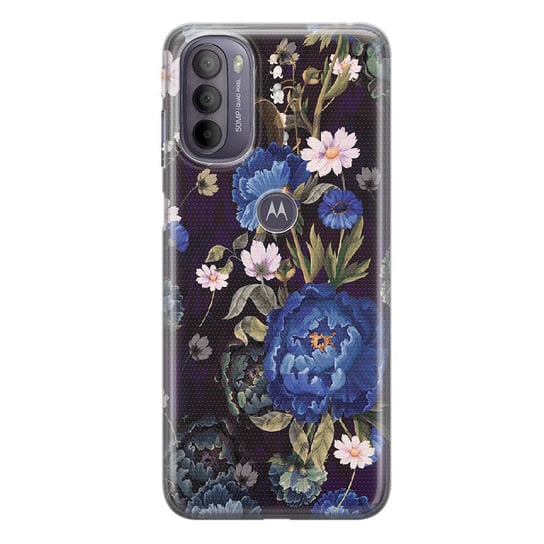 Etui silikonowe z nadrukiem Motorola Moto G62 5G Niebieskie piwonie PieceofCase