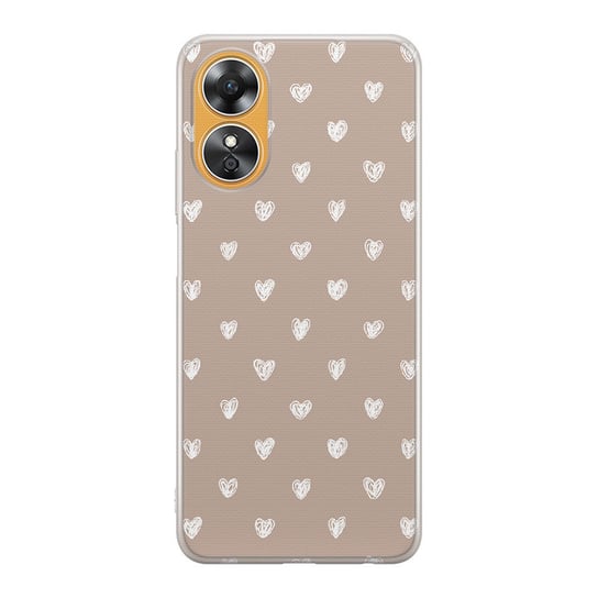 Etui silikonowe z nadrukiem OPPO Oppo A38 4G Serduszka beż PieceofCase