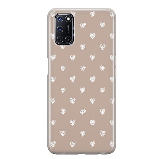 Etui silikonowe z nadrukiem OPPO Oppo A74 5G Serduszka beż PieceofCase