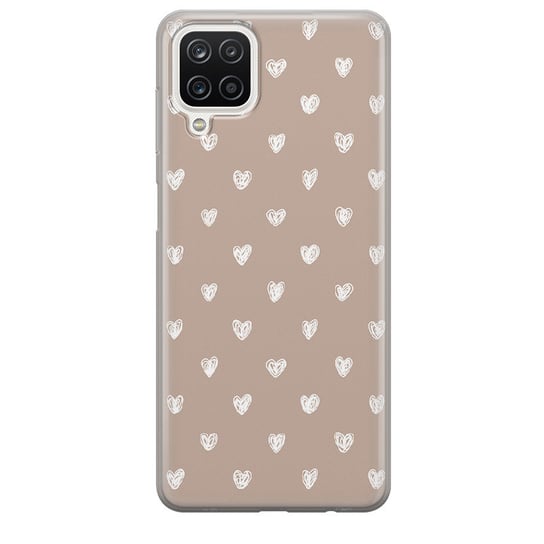 Etui silikonowe z nadrukiem Samsung Galaxy A12 Serduszka beż PieceofCase