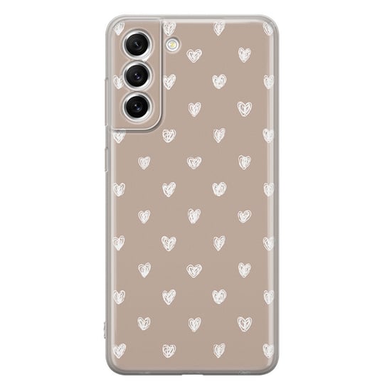 Etui silikonowe z nadrukiem Samsung Galaxy S21 FE 5G Serduszka beż PieceofCase