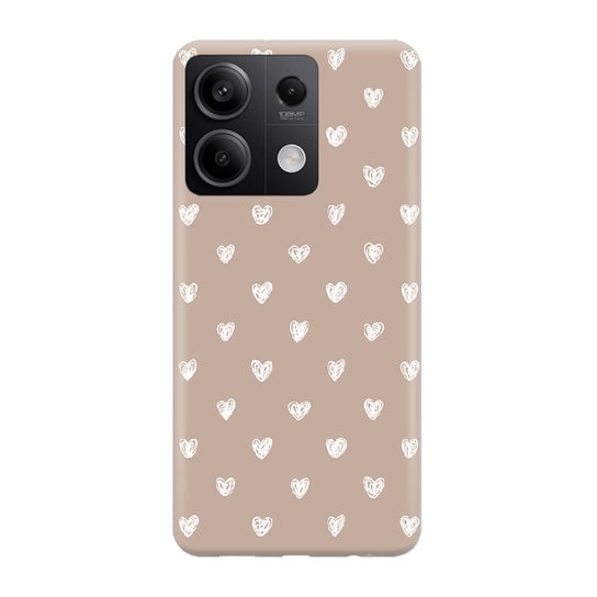 Etui silikonowe z nadrukiem Xiaomi Redmi Note 13 4G Serduszka beż PieceofCase