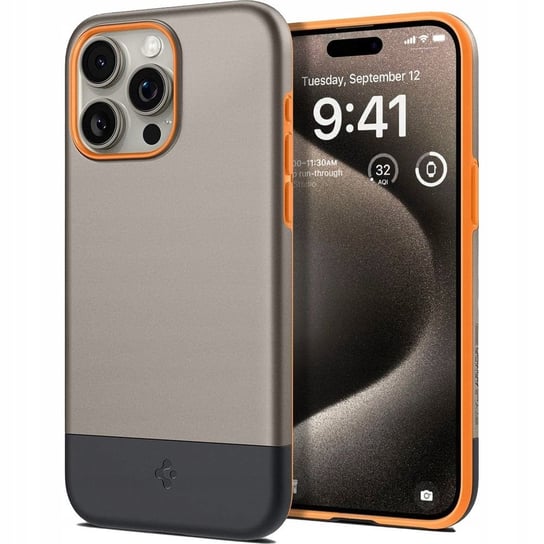 Etui Spigen Style Armor MagFit MagSafe do iPhone 15 Pro, beżowo-pomarańczowe Spigen