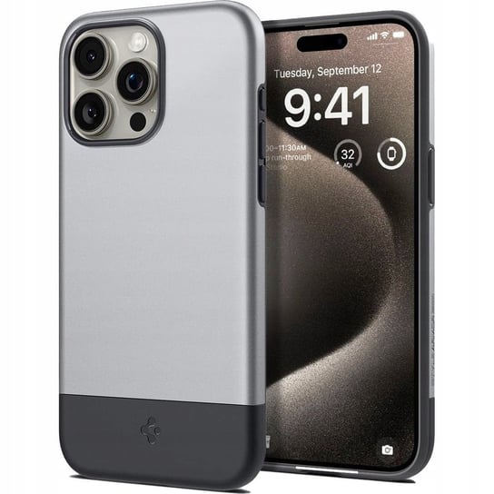 Etui Spigen Style Armor MagFit MagSafe do iPhone 15 Pro Max, srebrno-szare Spigen
