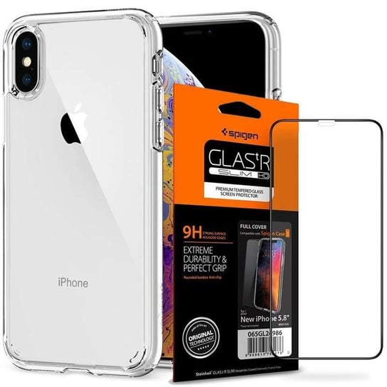 Etui Spigen Ultra hybrid Apple iPhone X / Xs Crystal Clear + Szkło Spigen Apple
