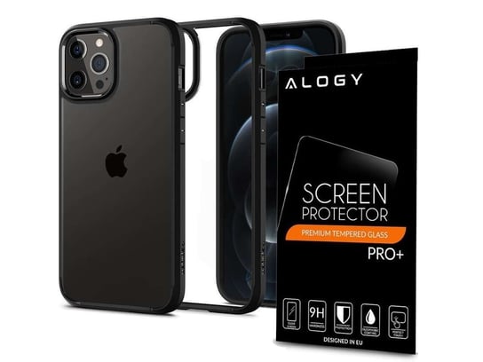 Etui Spigen Ultra Hybrid do Apple iPhone 12/ 12 Pro 6.1 Matte Black + Szkło Alogy Apple