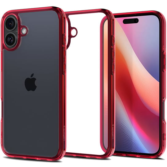 Etui Spigen Ultra Hybrid do iPhone 16, przezroczysto-czerwone Apple