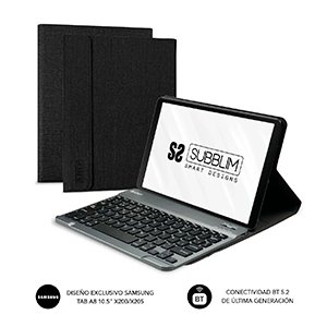 Etui Subblim do tabletu Samsung GT A8 10,5 cala X200/205 z klawiaturą Bluetooth 5.2, klawiaturą hiszpańską, magnetycznym zamknięciem, portem ładowania, trzema kątami widzenia, czarne Asus