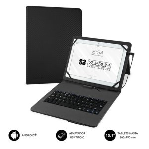 Etui Subblim na tablet z klawiaturą Micro USB, klawiaturą hiszpańską, od 10,1 cala do 11 cali, zamykanie magnetyczne, USB C, kompatybilne z urządzeniami z systemem Android, czarne Asus