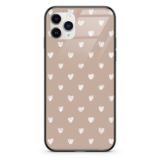 Etui szklane Apple iPhone 11 Pro Serduszka beż PieceofCase