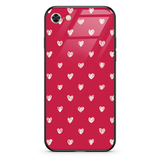 Etui szklane Apple iPhone 7 Serduszka czerwone PieceofCase