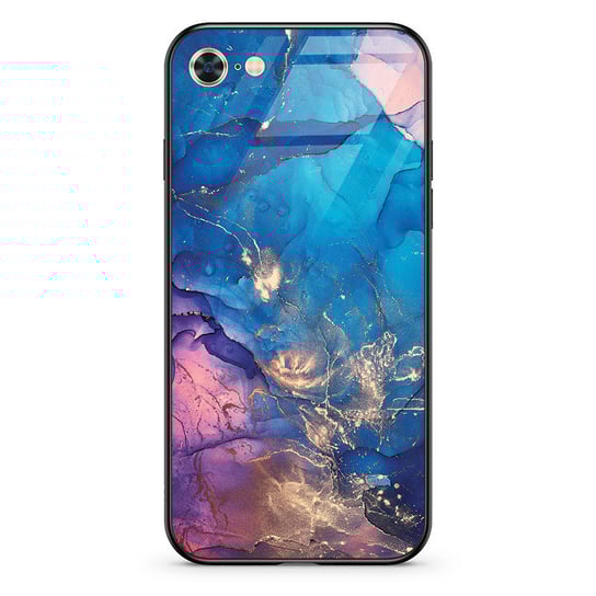 Etui szklane Apple iPhone 8 Niebieski marmur golden PieceofCase