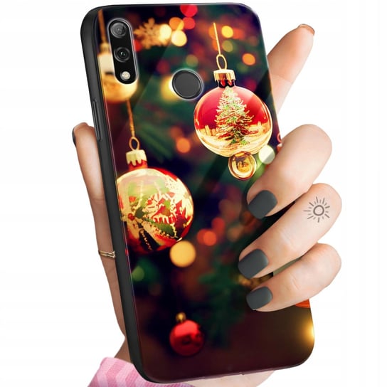 Etui Szklane Do Huawei P Smart 2019 Wzory Święta Mikołaj Renifer Glass Case Huawei