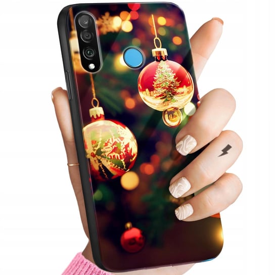 Etui Szklane Do Huawei P30 Lite Wzory Święta Mikołaj Renifer Glass +Szkło Hello Case