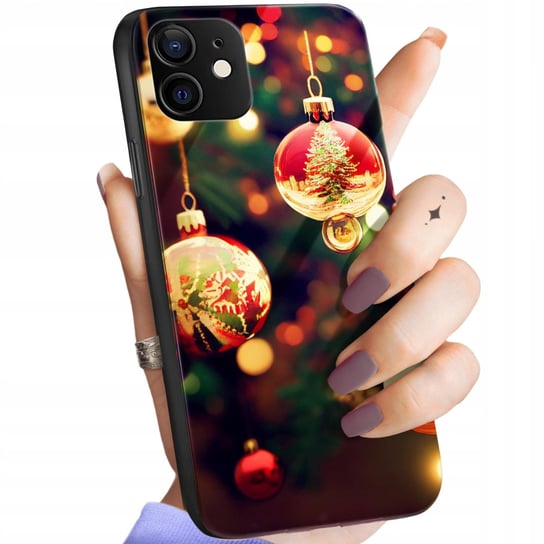 Etui Szklane Do Iphone 12 Wzory Święta Mikołaj Renifer Glass Case +Szkło Hello Case