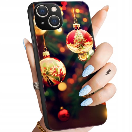 Etui Szklane Do Iphone 15 Plus Wzory Święta Mikołaj Renifer Glass Pokrowiec Hello Case