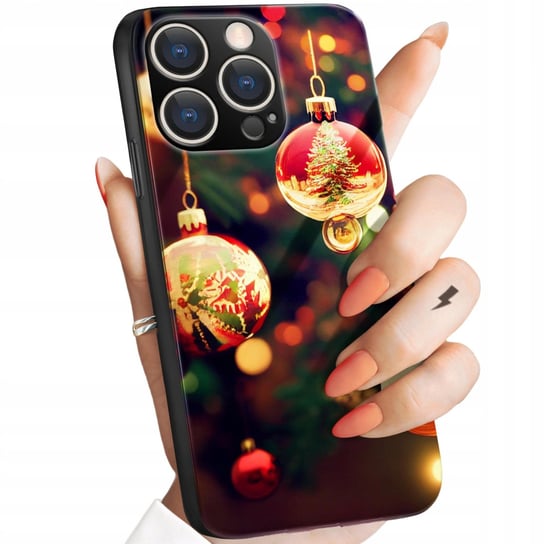 Etui Szklane Do Iphone 15 Pro Max Wzory Święta Mikołaj Renifer Glass Case Hello Case