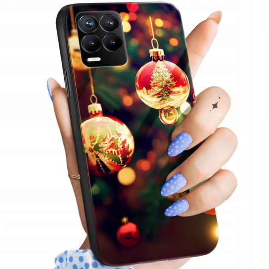 Etui Szklane Do Realme 8 5G Wzory Święta Mikołaj Renifer Glass Case +Szkło Hello Case