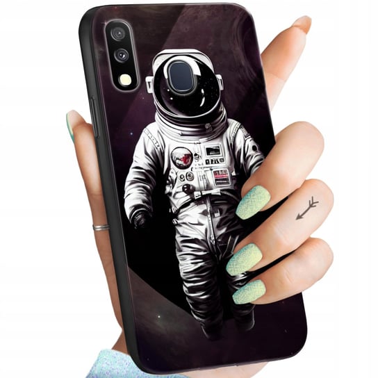 Etui Szklane Do Samsung Galaxy A40 Wzory Księżyc Astronauta Kosmos +Szkło Hello Case