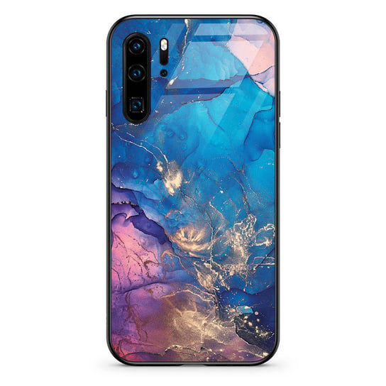 Etui szklane Huawei P30 PRO Niebieski marmur golden PieceofCase