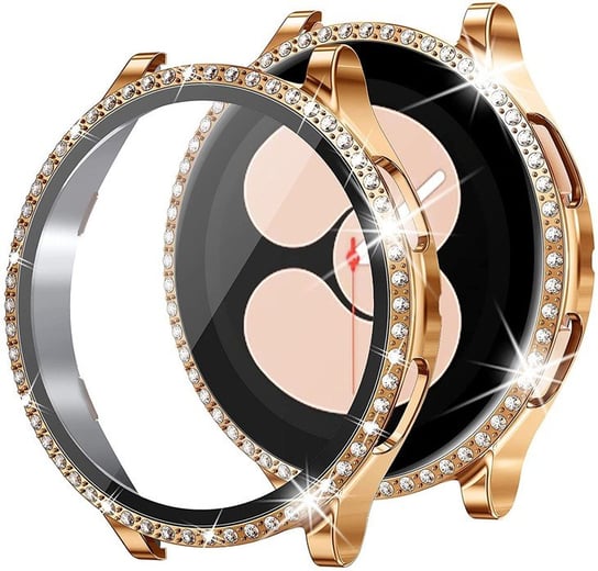 Etui + Szkło 2W1 "Diamond" Do Samsung Galaxy Watch 4 / 5 40Mm Rose Gold Bestphone