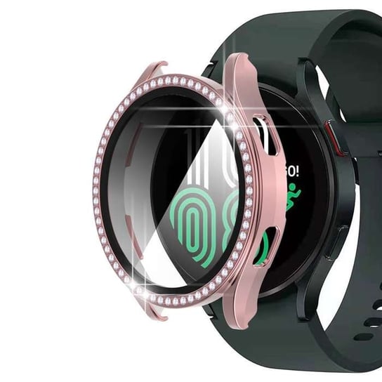 Etui + Szkło 2W1 "Diamond" Do Samsung Galaxy Watch 4 / 5 40Mm Różowy Bestphone