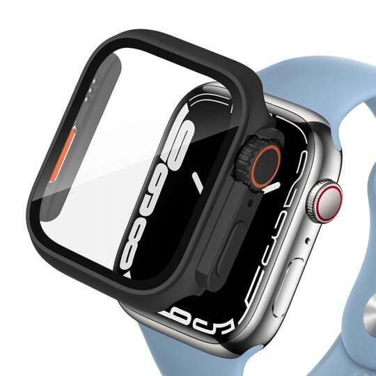Etui + szkło 2W1 do Apple Watch 4/5/6/SE 40mm czarno-pomarańczowe Bestphone