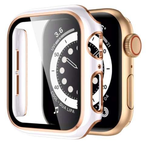 Etui + Szkło 2W1 Do Apple Watch 7/8 41Mm Biało-Rosegold Bestphone