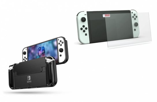 Etui Tpucarbon Black + Szkło Hartowane do Nintendo Switch Oled Braders