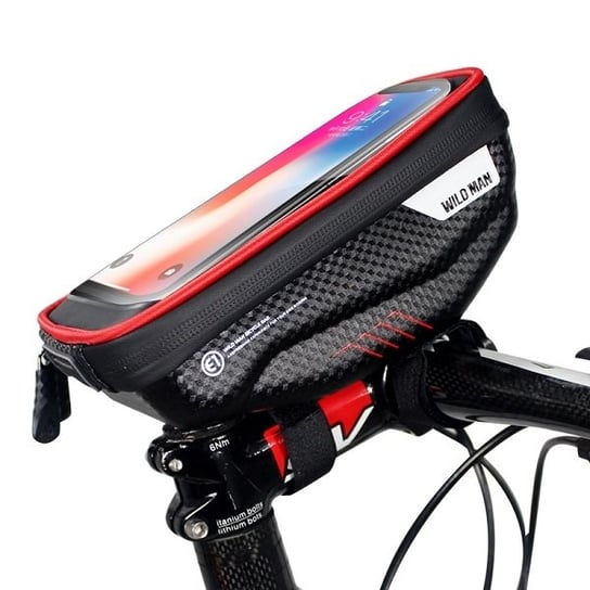 Etui/uchwyt rowerowy WILDMAN S E1R sakwa na ramę czarno-czerwony/black-red, bikepacking WildMan