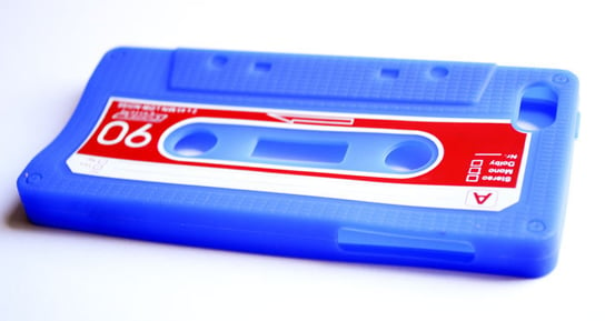 Etui w kształcie kasety do iPhone 5, niebieskie 
